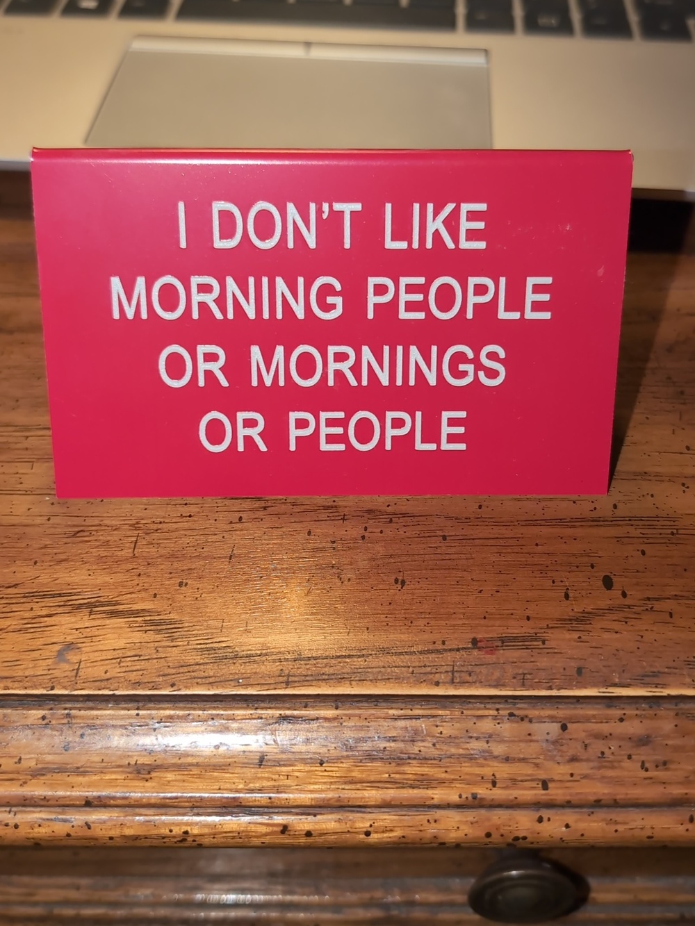 Red Desk Sign